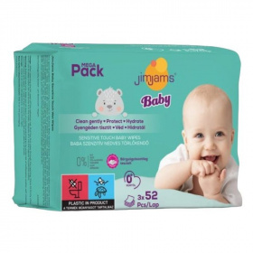 Jimjams baby nedves popsitörlőkendő illatmentes multipack 3x52db 156db