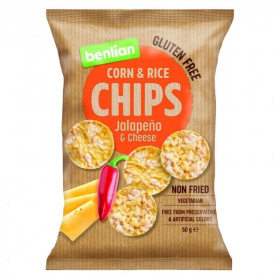 Benlian kukorica és barnarizs chips jalapenos-sajtos gluténmentes 50g