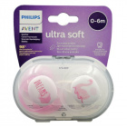 Avent játszócumi ultrasoft 0-6hó lány Text 2db 