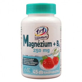 1x1 VitaDay Magnézium + B6 250mg eper ízű rágótabletta 45db